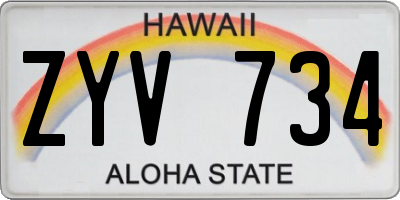 HI license plate ZYV734