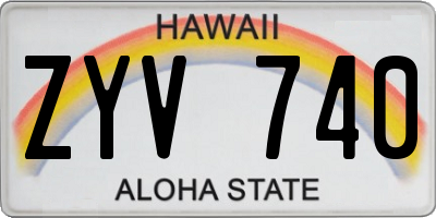 HI license plate ZYV740