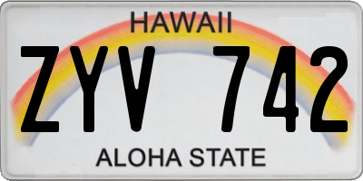 HI license plate ZYV742