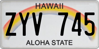 HI license plate ZYV745