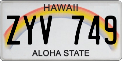 HI license plate ZYV749