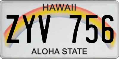 HI license plate ZYV756