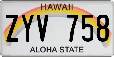 HI license plate ZYV758