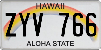 HI license plate ZYV766