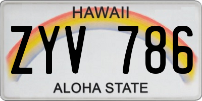 HI license plate ZYV786