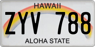 HI license plate ZYV788