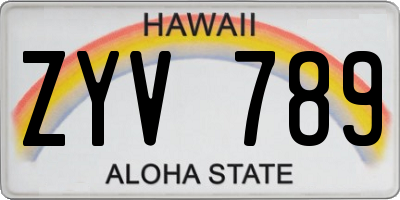 HI license plate ZYV789