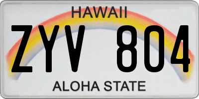 HI license plate ZYV804