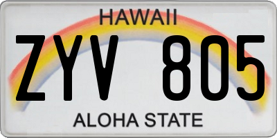 HI license plate ZYV805
