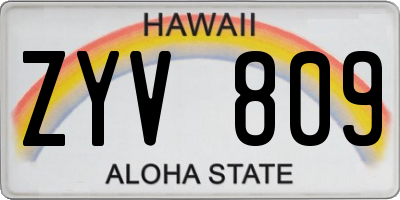 HI license plate ZYV809
