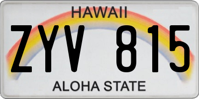 HI license plate ZYV815