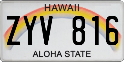 HI license plate ZYV816