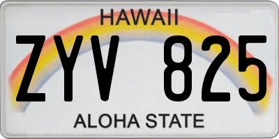 HI license plate ZYV825