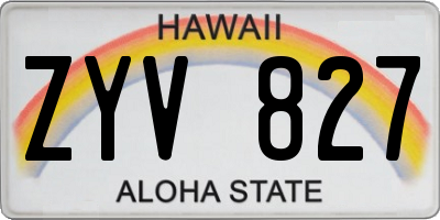 HI license plate ZYV827