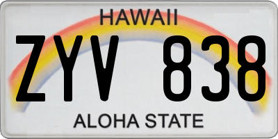 HI license plate ZYV838