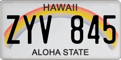 HI license plate ZYV845