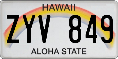 HI license plate ZYV849