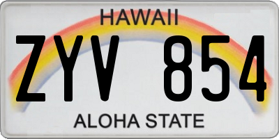 HI license plate ZYV854