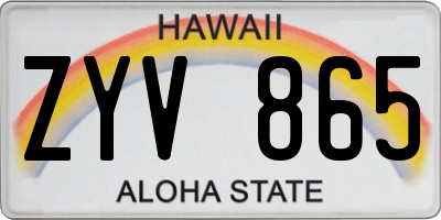HI license plate ZYV865