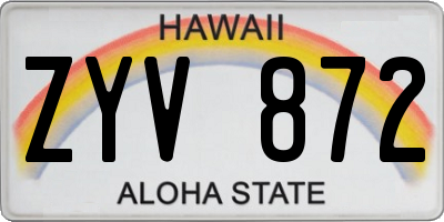 HI license plate ZYV872