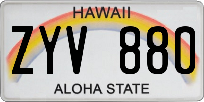HI license plate ZYV880