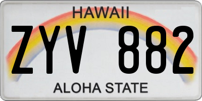 HI license plate ZYV882