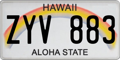 HI license plate ZYV883