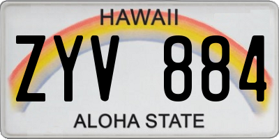 HI license plate ZYV884