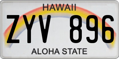 HI license plate ZYV896