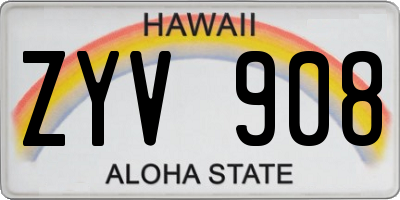 HI license plate ZYV908