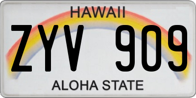 HI license plate ZYV909