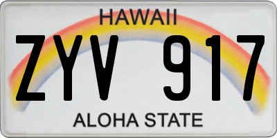 HI license plate ZYV917