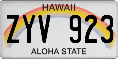 HI license plate ZYV923