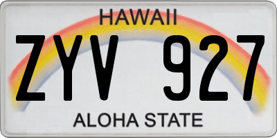 HI license plate ZYV927