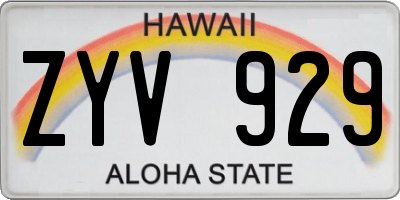 HI license plate ZYV929