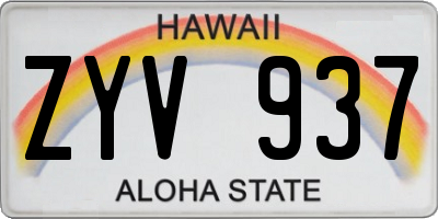 HI license plate ZYV937