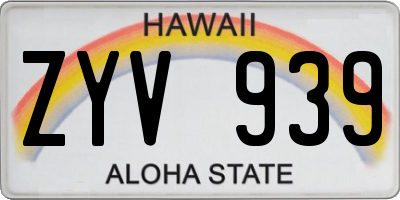HI license plate ZYV939