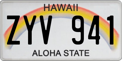 HI license plate ZYV941
