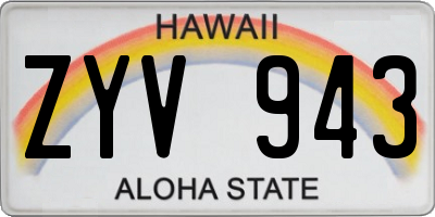 HI license plate ZYV943