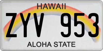 HI license plate ZYV953