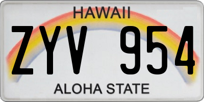 HI license plate ZYV954