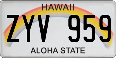HI license plate ZYV959