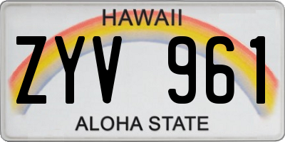 HI license plate ZYV961