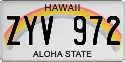 HI license plate ZYV972