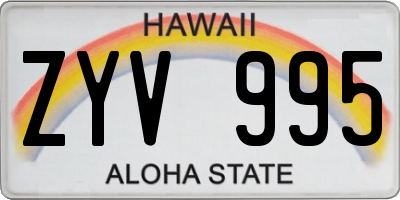 HI license plate ZYV995