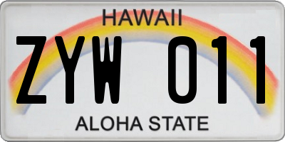 HI license plate ZYW011
