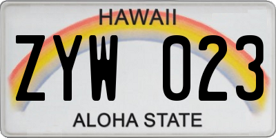HI license plate ZYW023