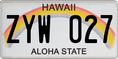 HI license plate ZYW027