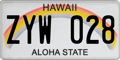 HI license plate ZYW028