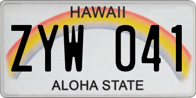 HI license plate ZYW041